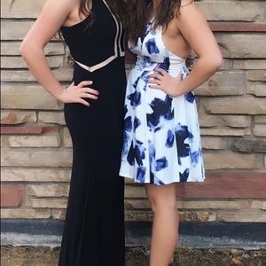 Size 10 Black Evening Gown with High Neck and Illusion Details